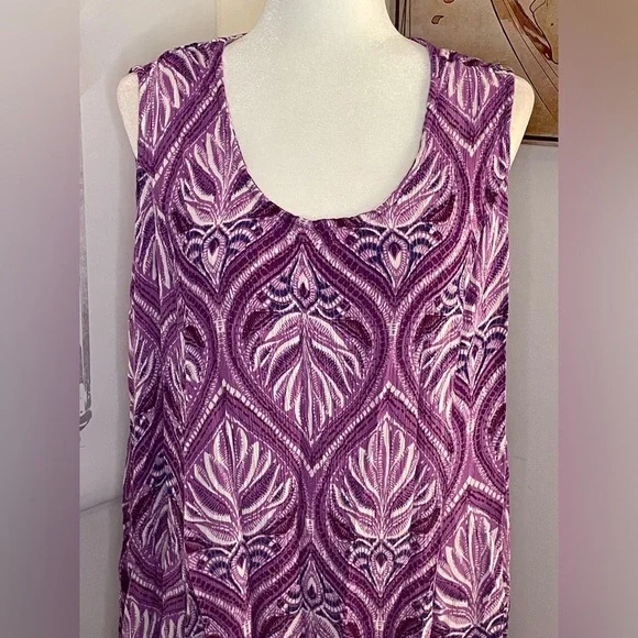 Denim 24/7 Sleeveless Sundress Plus Size 22/24 1X Purple & White - Picture 5 of 13